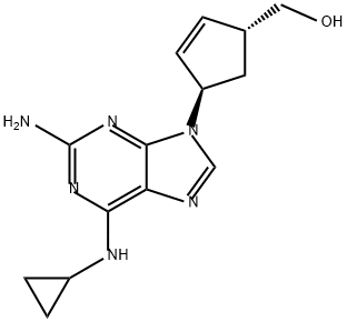 2-Cyclopentene-1-methanol, 4-[2-amino-6-(cyclopropylamino)-9H-purin-9-yl]-, (1R,4R)- Struktur