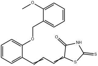 4-Thiazolidinone, 5-[3-[2-[(2-methoxyphenyl)methoxy]phenyl]-2-propen-1-ylidene]-2-thioxo-|化合物 T25228