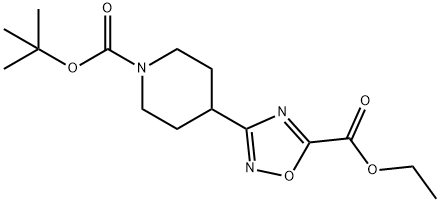 3-(1-BOC-4-哌啶基)-1,2,4-噁二唑-5-甲酸乙酯 结构式