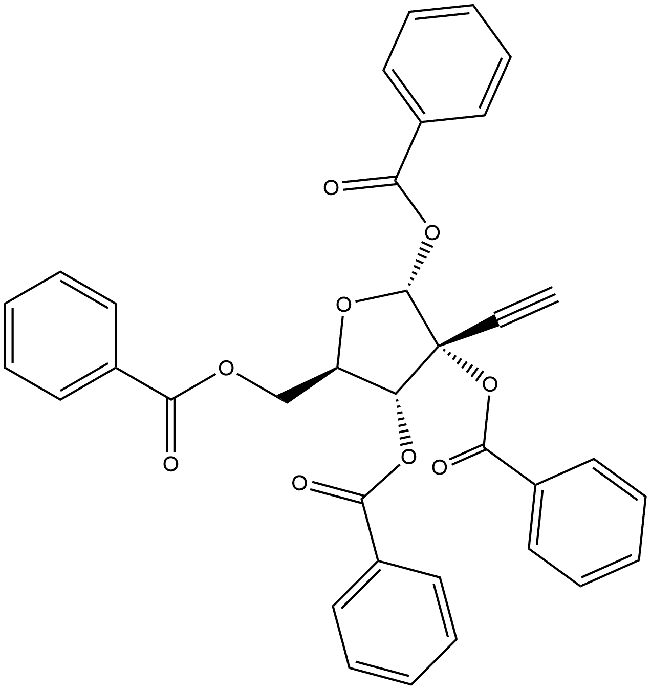 α-D-Ribofuranose, 2-C-ethynyl-, 1,2,3,5-tetrabenzoate Structure