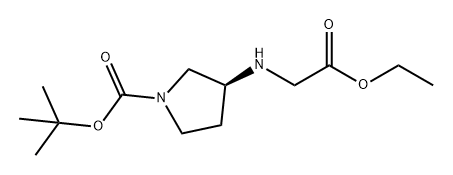 1-Pyrrolidinecarboxylic acid, 3-[(2-ethoxy-2-oxoethyl)amino]-, 1,1-dimethylethyl ester, (3S)- Struktur