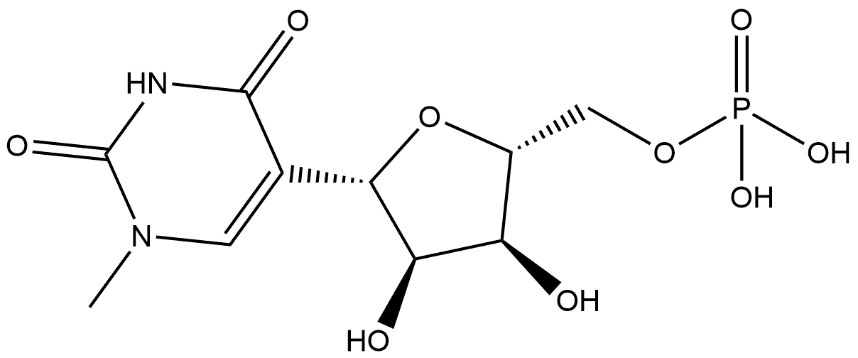 2,4(1H,3H)-Pyrimidinedione, 1-methyl-5-(5-O-phosphono-β-D-ribofuranosyl)- Structure