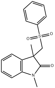 1,3-二甲基-3-((苯磺酰基)甲基)吲哚啉-2-酮 结构式