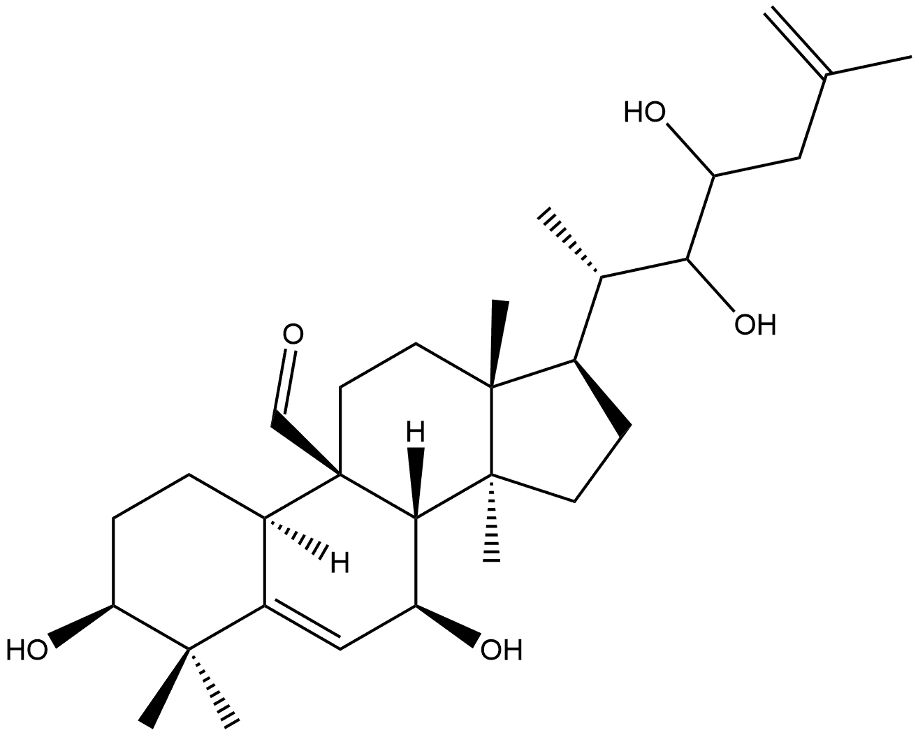 3,7,23,24-tetrahydroxycucurbita-5,25-dien-19-al 结构式