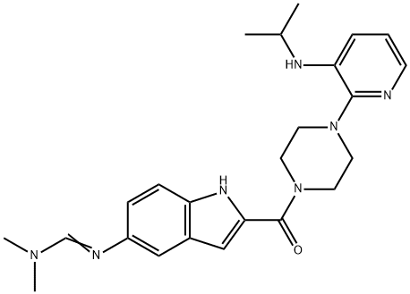 Methanimidamide, N,N-dimethyl-N'-[2-[[4-[3-[(1-methylethyl)amino]-2-pyridinyl]-1-piperazinyl]carbonyl]-1H-indol-5-yl]-|化合物 U 89674