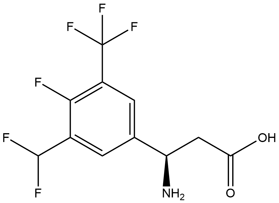 (R)-3-amino-3-(3-(difluoromethyl)-4-fluoro-5-(trifluoromethyl)phenyl)propanoic acid Structure