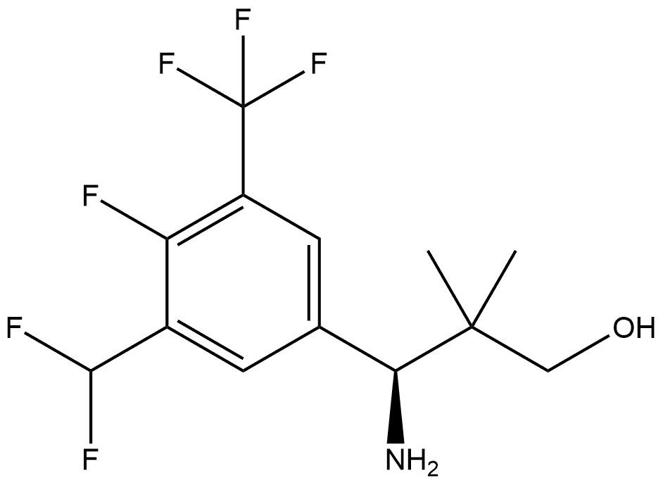 (S)-3-amino-3-(3-(difluoromethyl)-4-fluoro-5-(trifluoromethyl)phenyl)-2,2-dimethylpropan-1-ol 结构式