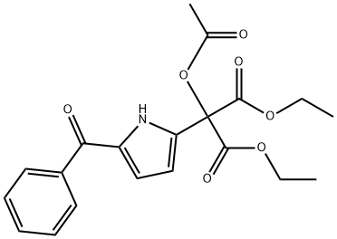 Propanedioic acid, 2-(acetyloxy)-2-(5-benzoyl-1H-pyrrol-2-yl)-, 1,3-diethyl ester Structure