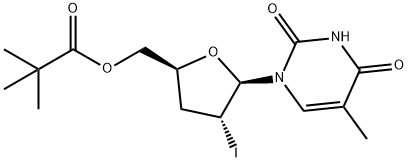 Uridine, 2',3'-dideoxy-2'-iodo-5-methyl-, 5'-(2,2-dimethylpropanoate) Struktur
