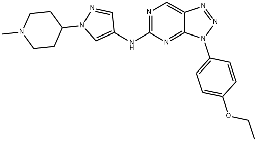 3H-1,2,3-Triazolo[4,5-d]pyrimidin-5-amine, 3-(4-ethoxyphenyl)-N-[1-(1-methyl-4-piperidinyl)-1H-pyrazol-4-yl]- Struktur
