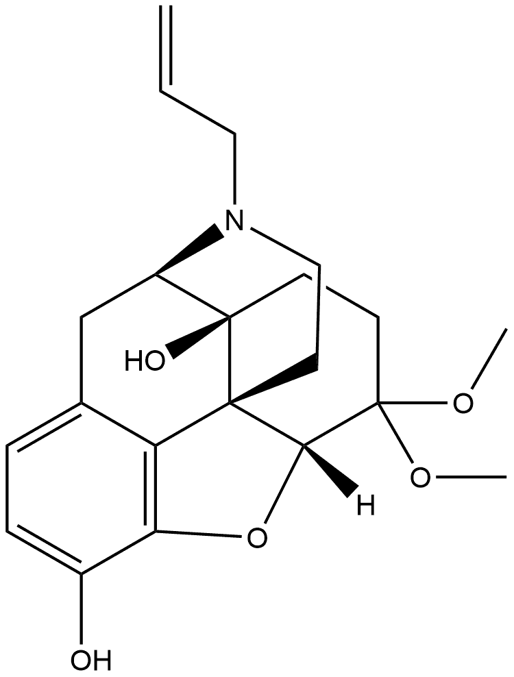 Morphinan-3,14-diol, 4,5-epoxy-6,6-dimethoxy-17-(2-propen-1-yl)-, (5α)- 化学構造式
