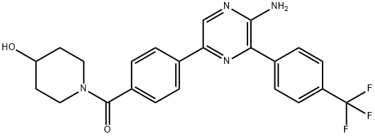 Methanone, [4-[5-amino-6-[4-(trifluoromethyl)phenyl]-2-pyrazinyl]phenyl](4-hydroxy-1-piperidinyl)- Struktur