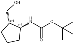 Carbamic acid, N-[(1R,2S)-2-(hydroxymethyl)cyclopentyl]-, 1,1-dimethylethyl ester, rel- Structure