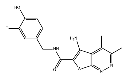 Thieno[2,3-c]pyridazine-6-carboxamide, 5-amino-N-[(3-fluoro-4-hydroxyphenyl)methyl]-3,4-dimethyl- Structure
