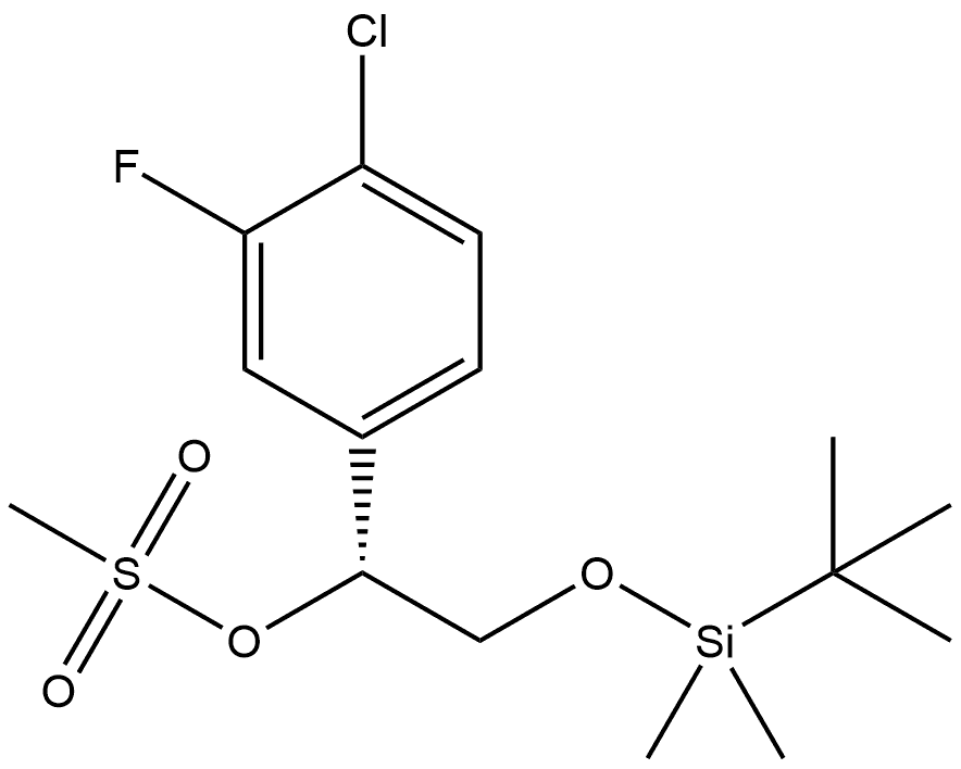 Benzenemethanol, 4-chloro-α-[[[(1,1-dimethylethyl)dimethylsilyl]oxy]methyl]-3-fluoro-, 1-methanesulfonate, (αR)- Struktur