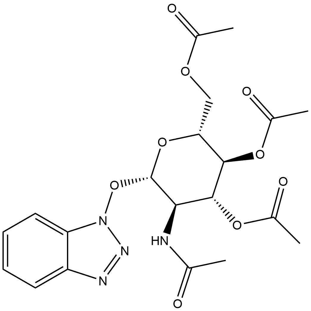 β-D-Glucopyranose, 2-(acetylamino)-1-O-1H-benzotriazol-1-yl-2-deoxy-, 3,4,6-triacetate Structure