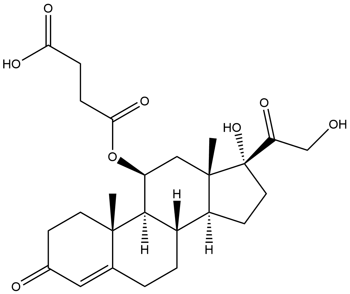 Pregn-4-ene-3,20-dione, 11-(3-carboxy-1-oxopropoxy)-17,21-dihydroxy-, (11β)- Struktur