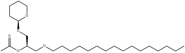 (R)-1-O-hexadecyl-3-O-tetrahydropyranyl-2-thioacetyl-2-desoxyglycerol 结构式