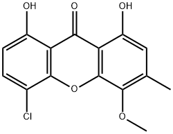 9H-Xanthen-9-one, 5-chloro-1,8-dihydroxy-4-methoxy-3-methyl- 化学構造式