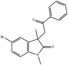 5-溴-1,3-二甲基-3-(2-氧代-2-苯甲基)吲哚啉-2-酮 结构式