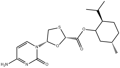 (1S,2R,5S)-5-Methyl-2-(1-methylethyl)cyclohexyl (2R,5S)-5-(4-amino-2-oxo-1(2H)-pyrimidinyl)-1,3-oxathiolane-2-carboxylate Structure