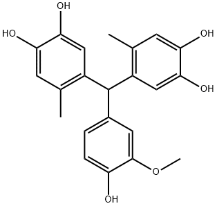 1,2-Benzenediol, 4,4'-[(4-hydroxy-3-methoxyphenyl)methylene]bis[5-methyl- Structure