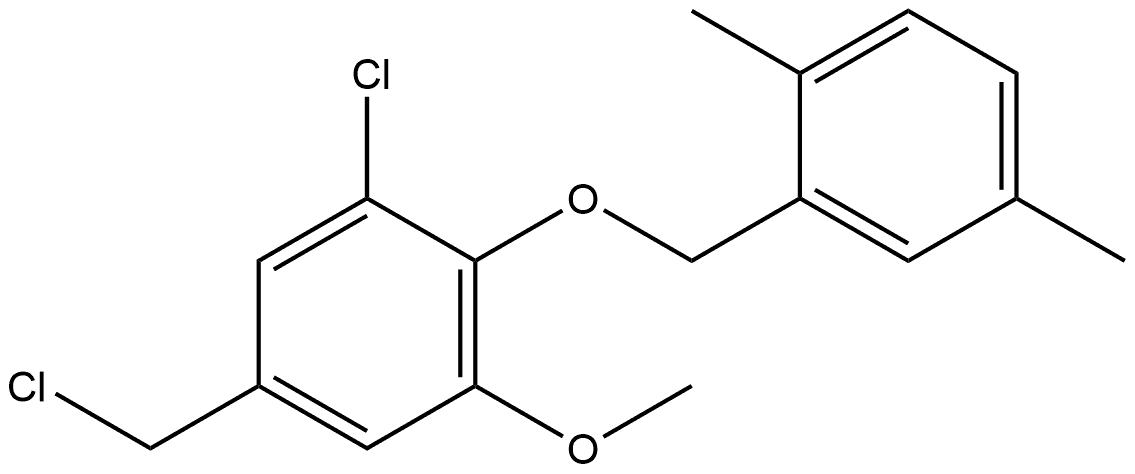 1-Chloro-5-(chloromethyl)-2-[(2,5-dimethylphenyl)methoxy]-3-methoxybenzene Struktur