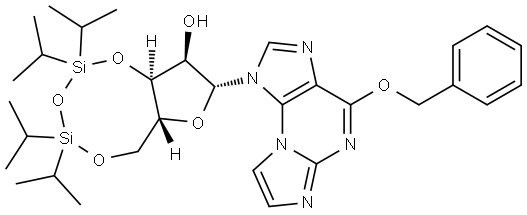 1H-Imidazo[2,1-b]purine, 4-(phenylmethoxy)-1-[3,5-O-[1,1,3,3-tetrakis(1-methylethyl)-1,3-disiloxanediyl]-β-D-ribofuranosyl]- (9CI)