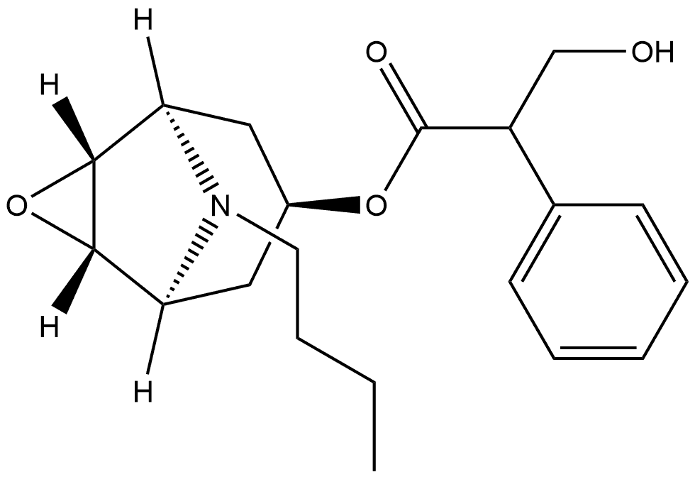 Benzeneacetic acid, α-(hydroxymethyl)-, 9-butyl-3-oxa-9-azatricyclo[3.3.1.02,4]non-7-yl ester, [7(S)-(1α,2β,4β,5α,7β)]- (9CI) Structure