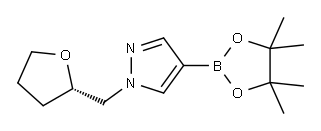 1H-Pyrazole, 1-[[(2S)-tetrahydro-2-furanyl]methyl]-4-(4,4,5,5-tetramethyl-1,3,2-dioxaborolan-2-yl)- Structure