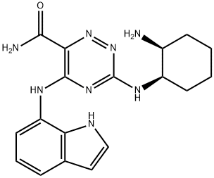 1,2,4-Triazine-6-carboxamide, 3-[[(1R,2S)-2-aminocyclohexyl]amino]-5-(1H-indol-7-ylamino)- Structure