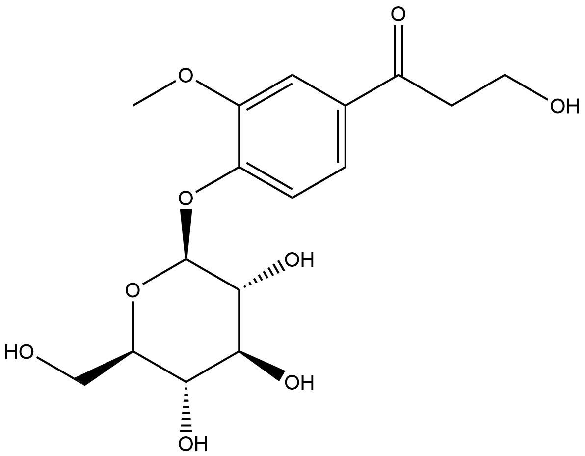 1-Propanone, 1-[4-(β-D-glucopyranosyloxy)-3-methoxyphenyl]-3-hydroxy- Struktur
