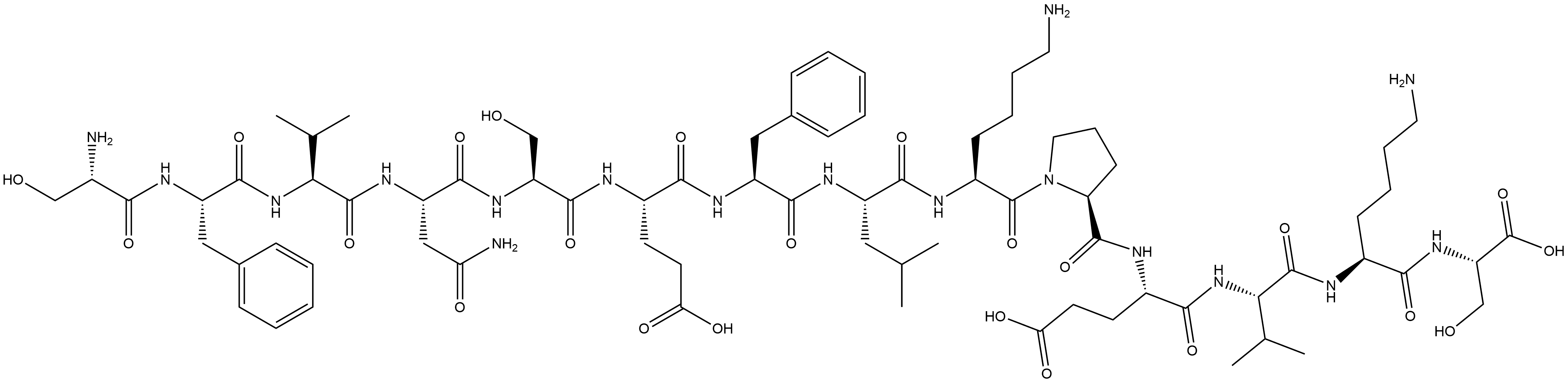 L-Serine, L-seryl-L-phenylalanyl-L-valyl-L-asparaginyl-L-seryl-L-α-glutamyl-L-phenylalanyl-L-leucyl-L-lysyl-L-prolyl-L-α-glutamyl-L-valyl-L-lysyl- Structure