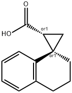 Spiro[cyclopropane-1,1'(2'H)-naphthalene]-2-carboxylic acid, 3',4'-dihydro-, (1R,2R)-rel- Struktur