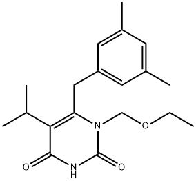 2,4(1H,3H)-Pyrimidinedione, 6-[(3,5-dimethylphenyl)methyl]-1-(ethoxymethyl)-5-(1-methylethyl)- Structure