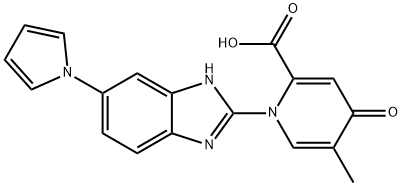 2-Pyridinecarboxylic acid, 1,4-dihydro-5-methyl-4-oxo-1-[6-(1H-pyrrol-1-yl)-1H-benzimidazol-2-yl]- Struktur