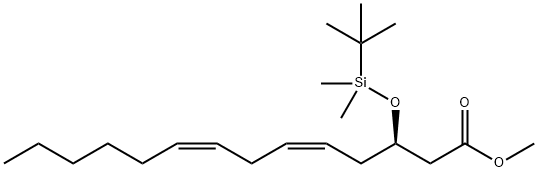 5,8-Tetradecadienoic acid, 3-[[(1,1-dimethylethyl)dimethylsilyl]oxy]-, methyl ester, [R-(Z,Z)]- (9CI) Structure