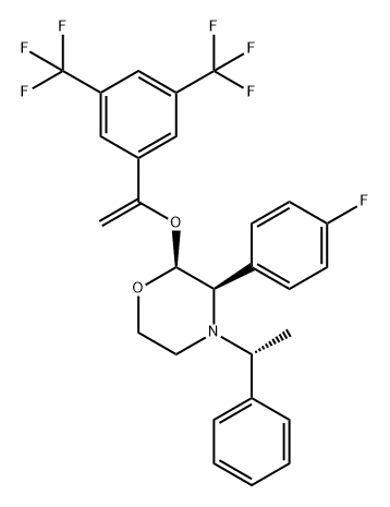 Morpholine, 2-[[1-[3,5-bis(trifluoromethyl)phenyl]ethenyl]oxy]-3-(4-fluorophenyl)-4-[(1R)-1-phenylethyl]-, (2S,3R)- Structure