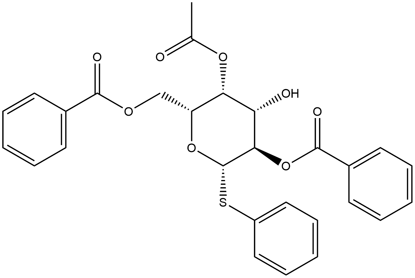 β-D-Galactopyranoside, phenyl 1-thio-, 4-acetate 2,6-dibenzoate 结构式