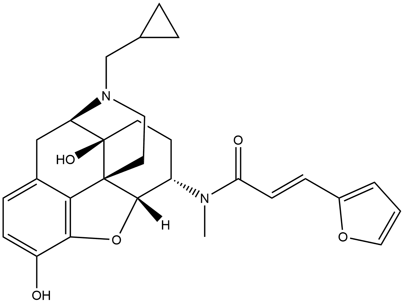 2-Propenamide, N-[(5α,6β)-17-(cyclopropylmethyl)-4,5-epoxy-3,14-dihydroxymorphinan-6-yl]-3-(2-furanyl)-N-methyl-, (E)- (9CI) Structure