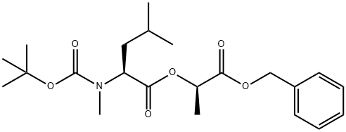 L-Leucine, N-[(1,1-dimethylethoxy)carbonyl]-N-methyl-, (1R)-1-methyl-2-oxo-2-(phenylmethoxy)ethyl ester Structure