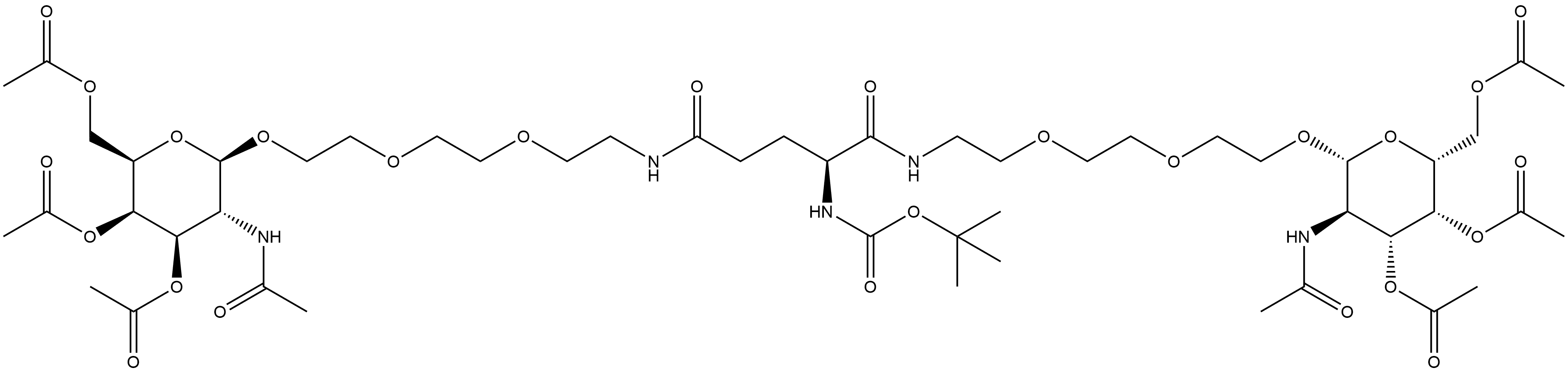 (S)-6-oxo-15-[[3,4,6-tri-O-acetyl-2-(acetylamino)-2-deoxy-β-D-galactopyranosyl]oxy]-3-[[[2-[2-[2-[[3,4,6-tri-O-acetyl-2-(acetylamino)-2-deoxy-β-D-galactopyranosyl]oxy]ethoxy]ethoxy]ethyl]amino]carbonyl]-10,13-Dioxa-2,7-diazapentadecanoic acid 1,1-dimethylethyl ester Structure