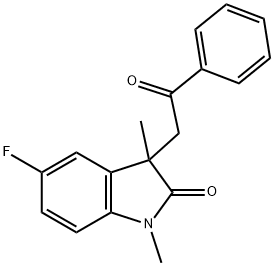 5-氟-1,3-二甲基-3-(2-氧代-2-苯甲基)吲哚啉-2-酮 结构式