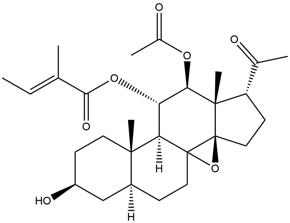11Α-丁烯酰基-12Β-乙酰基通关藤苷元B, 154022-51-2, 结构式