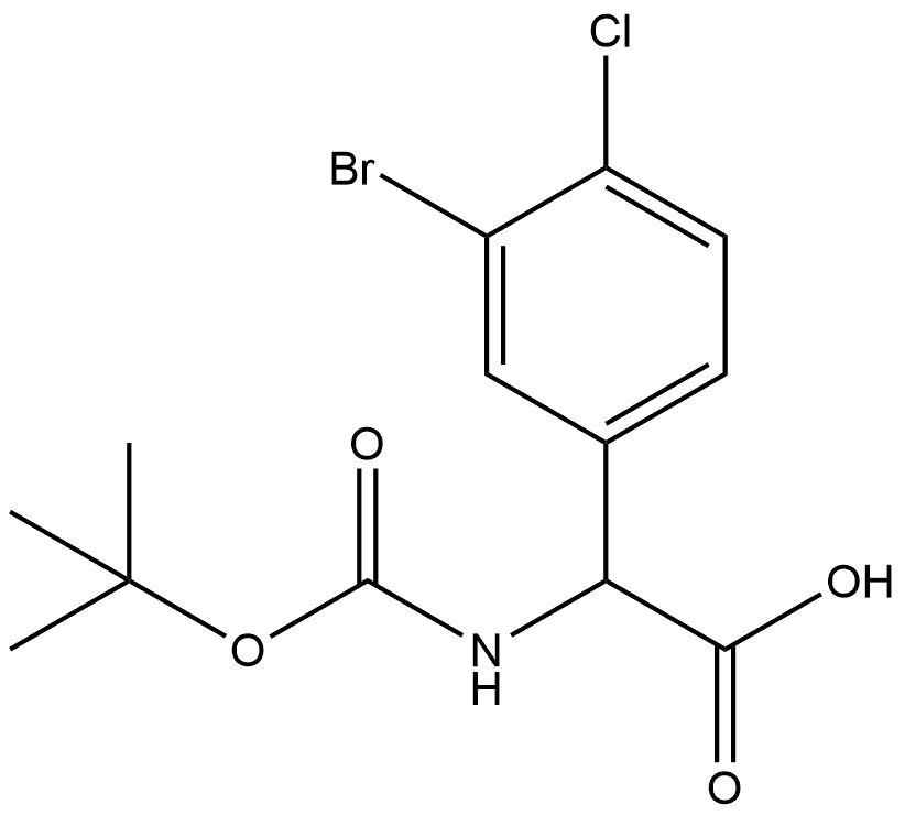 3-Bromo-4-chloro-α-[[(1,1-dimethylethoxy)carbonyl]amino]benzeneacetic acid,1543330-51-3,结构式