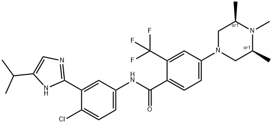 Benzamide, N-[4-chloro-3-[5-(1-methylethyl)-1H-imidazol-2-yl]phenyl]-2-(trifluoromethyl)-4-[(3R,5S)-3,4,5-trimethyl-1-piperazinyl]-, rel- Structure