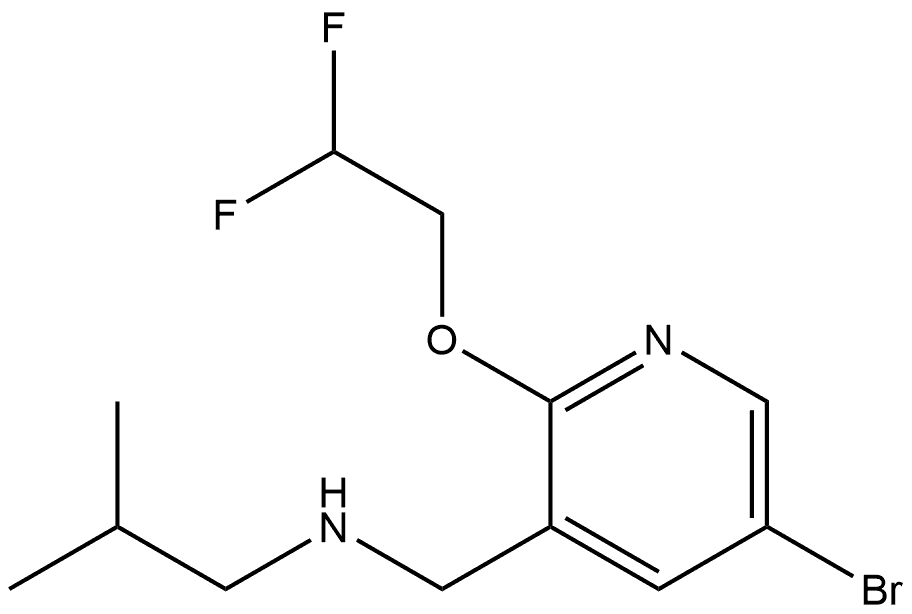 5-Bromo-2-(2,2-difluoroethoxy)-N-(2-methylpropyl)-3-pyridinemethanamine 结构式