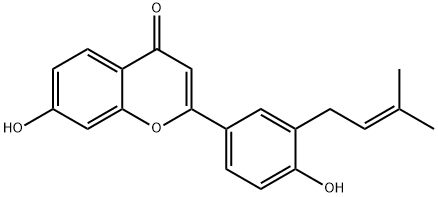 4H-1-Benzopyran-4-one, 7-hydroxy-2-[4-hydroxy-3-(3-methyl-2-buten-1-yl)phenyl]- Structure