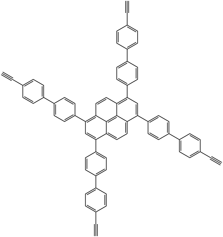 Pyrene, 1,3,6,8-tetrakis(4'-ethynyl[1,1'-biphenyl]-4-yl)- 结构式