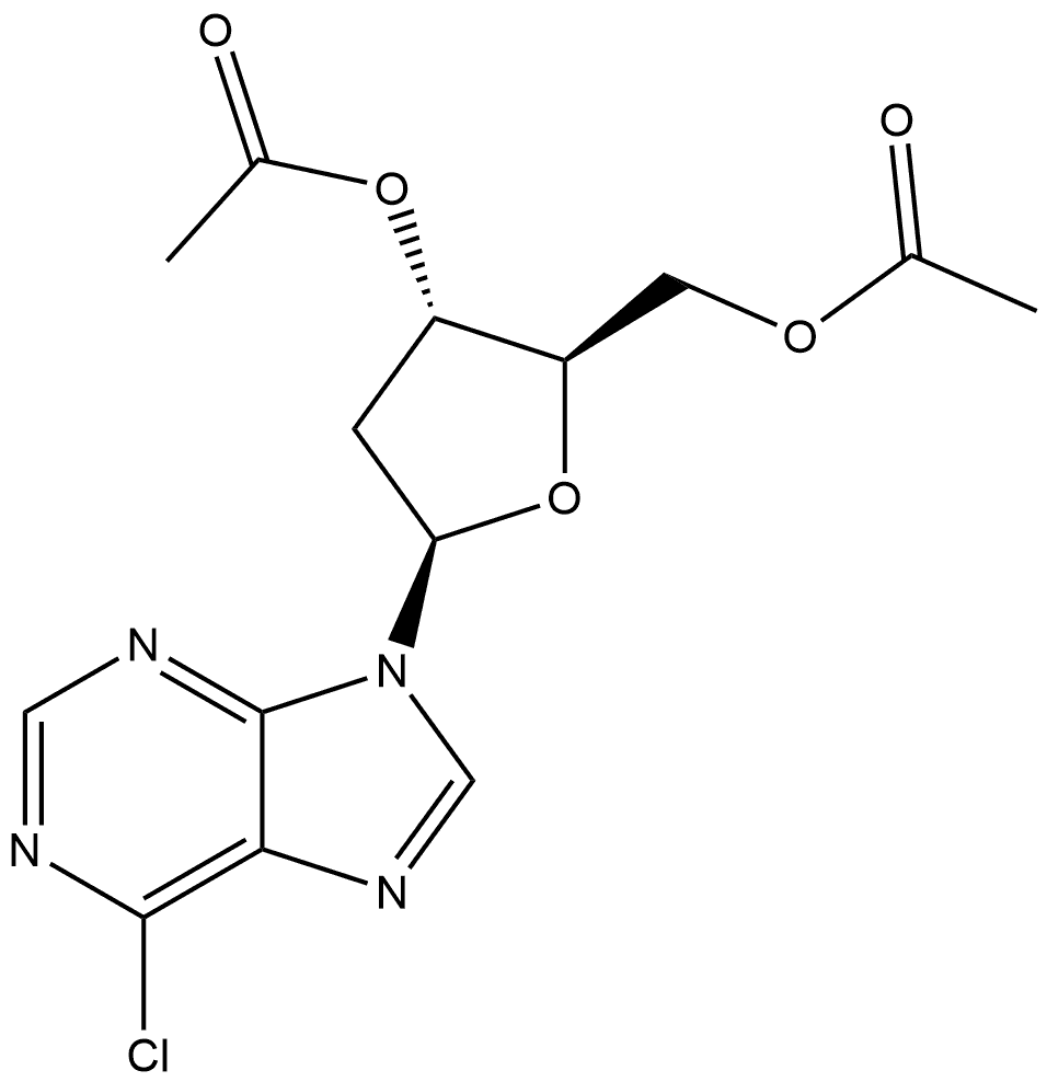 9H-Purine, 6-chloro-9-(3,5-di-O-acetyl-2-deoxy-β-D-erythro-pentofuranosyl)- Struktur